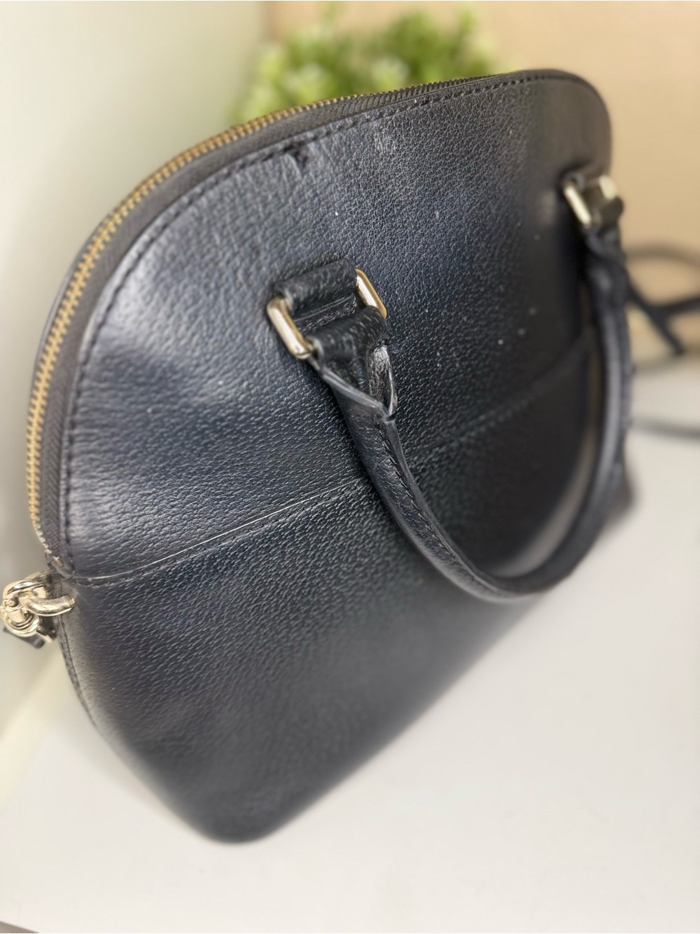 kate spade Black Pebbled Leather Dome Satchel with Crossbody Strap - Picture 8 of 9